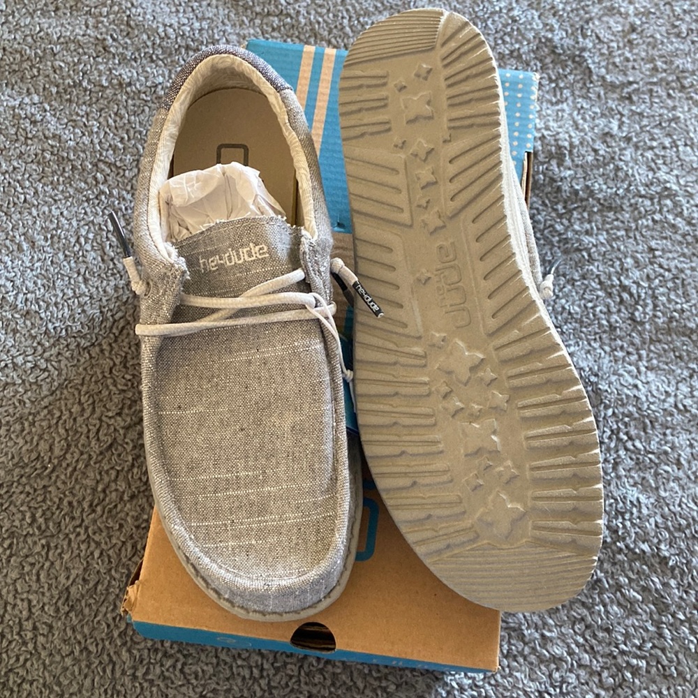 Hey Dude Shoes. Size Y5/L6.  Brand New/Never Worn.  Color:Grey